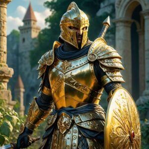 ai generated, knight, warrior, armor, sword, shield, armour, weapon